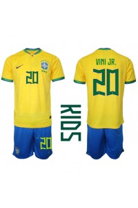 Brazilië Vinicius Junior #20 Babytruitje Thuis tenue Kind WK 2022 Korte Mouw (+ Korte broeken)